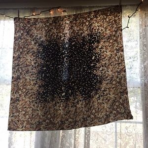 Black floral silk scarf